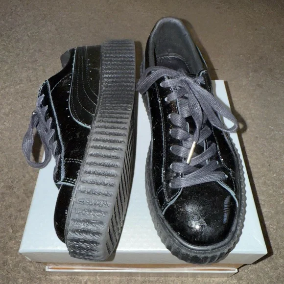 Fenty X Puma Cracked Leather Patent Black Creeper - Picture 4 of 5
